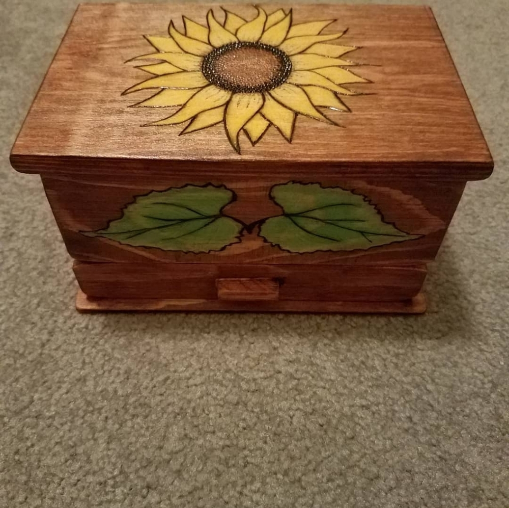 Woodburned Jewelry Box
